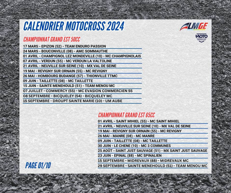 COMPETITIONS CALENDRIER PREVISIONNEL 2024 - LIGUE MOTOCYCLISTE OCCITANIE -  SITE OFFICIEL