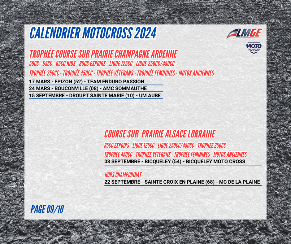 COMPETITIONS CALENDRIER PREVISIONNEL 2024 - LIGUE MOTOCYCLISTE OCCITANIE -  SITE OFFICIEL